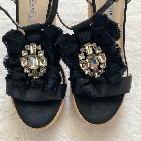 Vera Wang Lavender espadrille wedges high platform heels jeweled rhinestone sz 8 - Picture 3 of 14